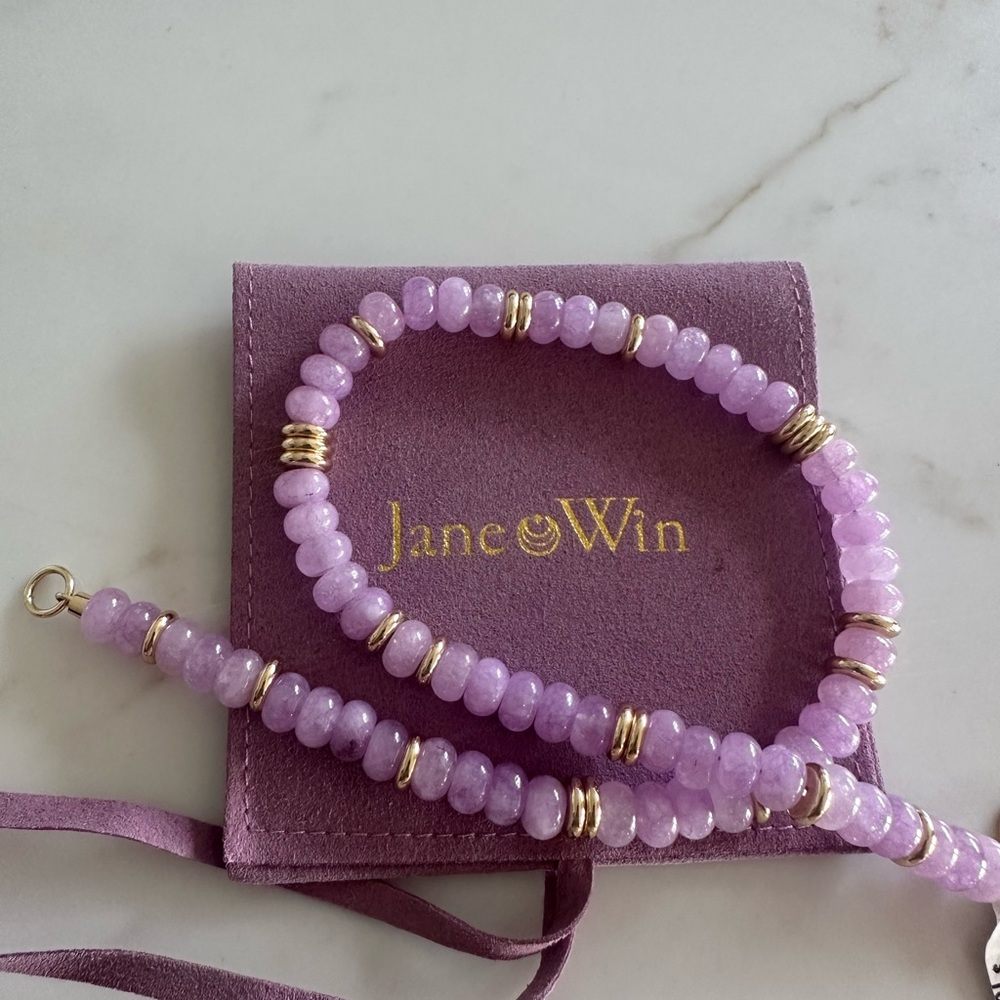 Jane Win lavender Beaded Necklace with Gold Accents